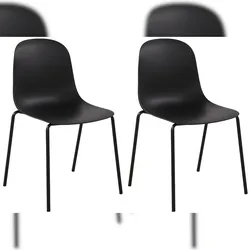 Décoshop26 - Set aus 2 schwarzen Gartenstühlen aus Kunststoff mit stabilem vierbeinigem Stahlgestell 10_0007326