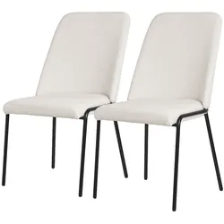 ML-Design Esszimmerstühle 2er-Set Beige, gepolstert, Polyesterbezug, Metallbeine, mit Rückenlehne – Küchen-/Wohnzimmerstuhl