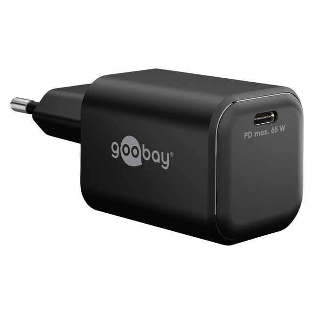Goobay USB-C PD GaN Schnellladegerät Nano 65 W schwarz (65 W, 1 Port) (79155)