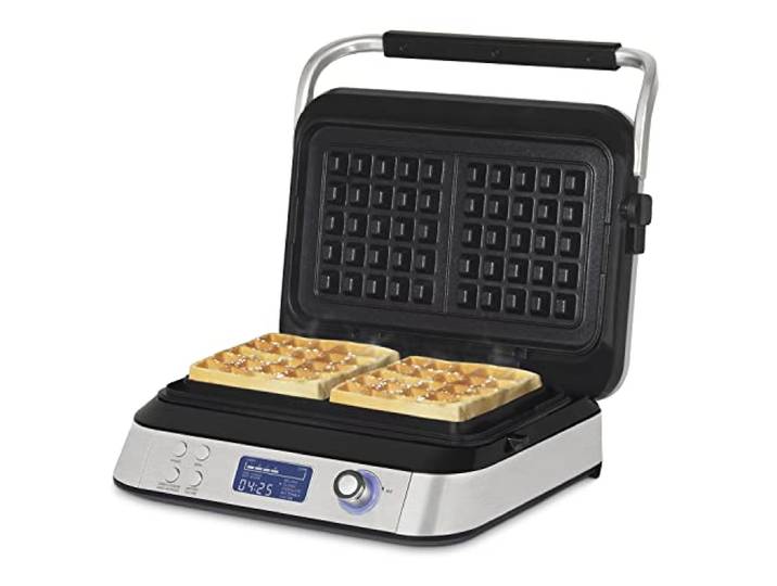 H.Koenig Waffeleisen GFX800, 12x12,5 cm Waffelautomat, Antihaftbeschichtung, 5 Programme, Anti-Überlaufrinne, LCD-Display, 7 Bräunungsstufen, 1600 W