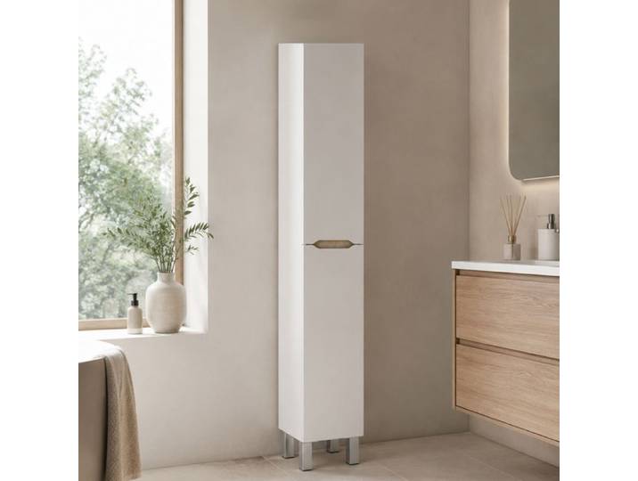 Colonne de rangement Trogir Dmora en bois aggloméré blanc brillant 30x25x182h cm