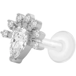 PTFE Labret mit Innengewinde + Titan-Aufsatz KRISTALLTROPFEN + KRISTALLE