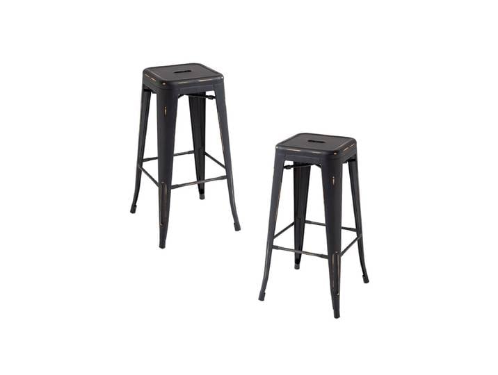 2er Set Torix Vintage Hocker 73 cm - Schwarz vintage