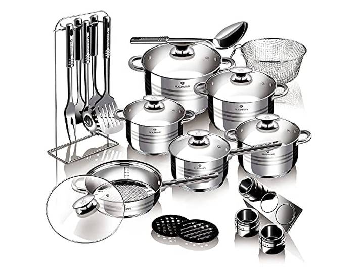 BLAUMANN 27-teiliges Jumbo-Kochgeschirr-Set aus Edelstahl, Gourmet Line