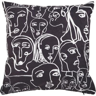 Dekokissen DONE. "Velour Print Black Crowd", bunt (bunt, bedruckt), B:45cm L:45cm, Polyester, Dekokissen_Sitzkissen_Kissenhüllen, Beidseitig bedruckte Kissenhüle ohne Füllung, 1 Stück
