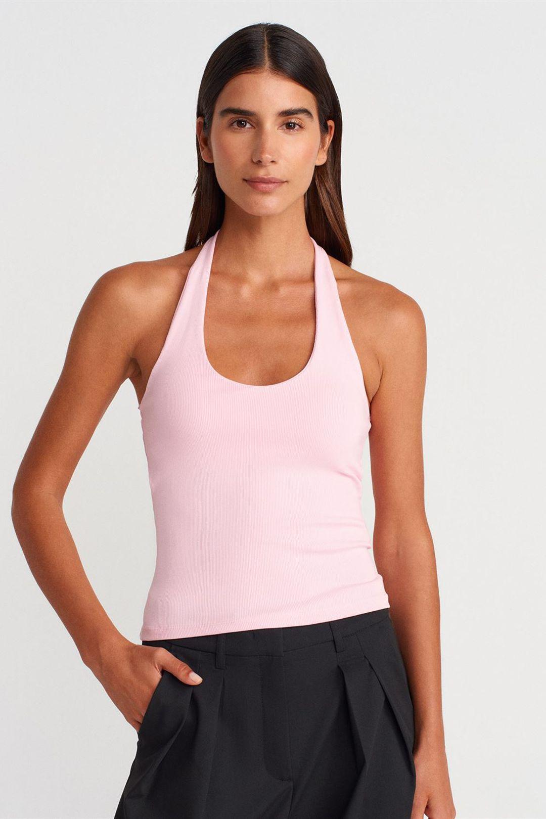 Geribbelde Haltertop Mouwloze Blouse
