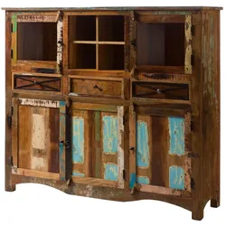 Highboard Altholz 160x40x140 mehrfarbig lackiert NATURE OF SPIRIT #139
