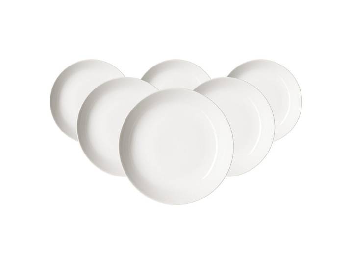 Ritzenhoff Breker Suppenteller Volos weiß ø 23 cm 6er Set, Weiß, Keramik, Rund, Geschirr, Teller, Suppenteller