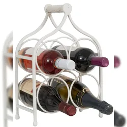 BISCOTTINI INTERNATIONAL ART TRADING Biscottini Weinflaschenhalter 35 x 24 cm – Schmiedeeiserner Tischflaschenhalter – Küchen-Weinregal – Thekendisplay – Weinkeller Weiß