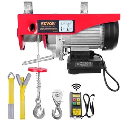 VEVOR elektrische Seilwinde 300kg bis 600kg Hubhöhe 12m Seilzug Motorwinde 1150W Motor Flaschenzug 10m/min Hubgeschwindigkeit Hebezug mit kabelloser Fernbedienung Seilhebezug Kettenzug