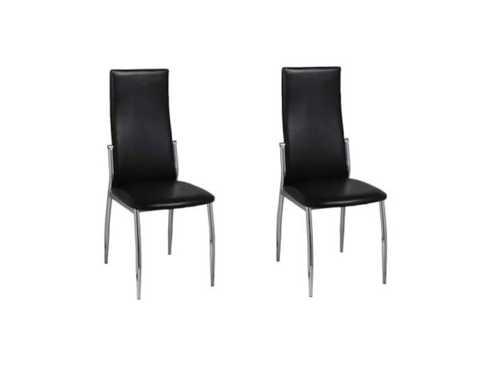 KLGBNCVE Esszimmerstühle 2 STK. Schwarz Kunstleder Chrombeine, ergonomisches Design, pflegeleichtes Kunstleder, bis 110 kg, Esszimmer und Küche