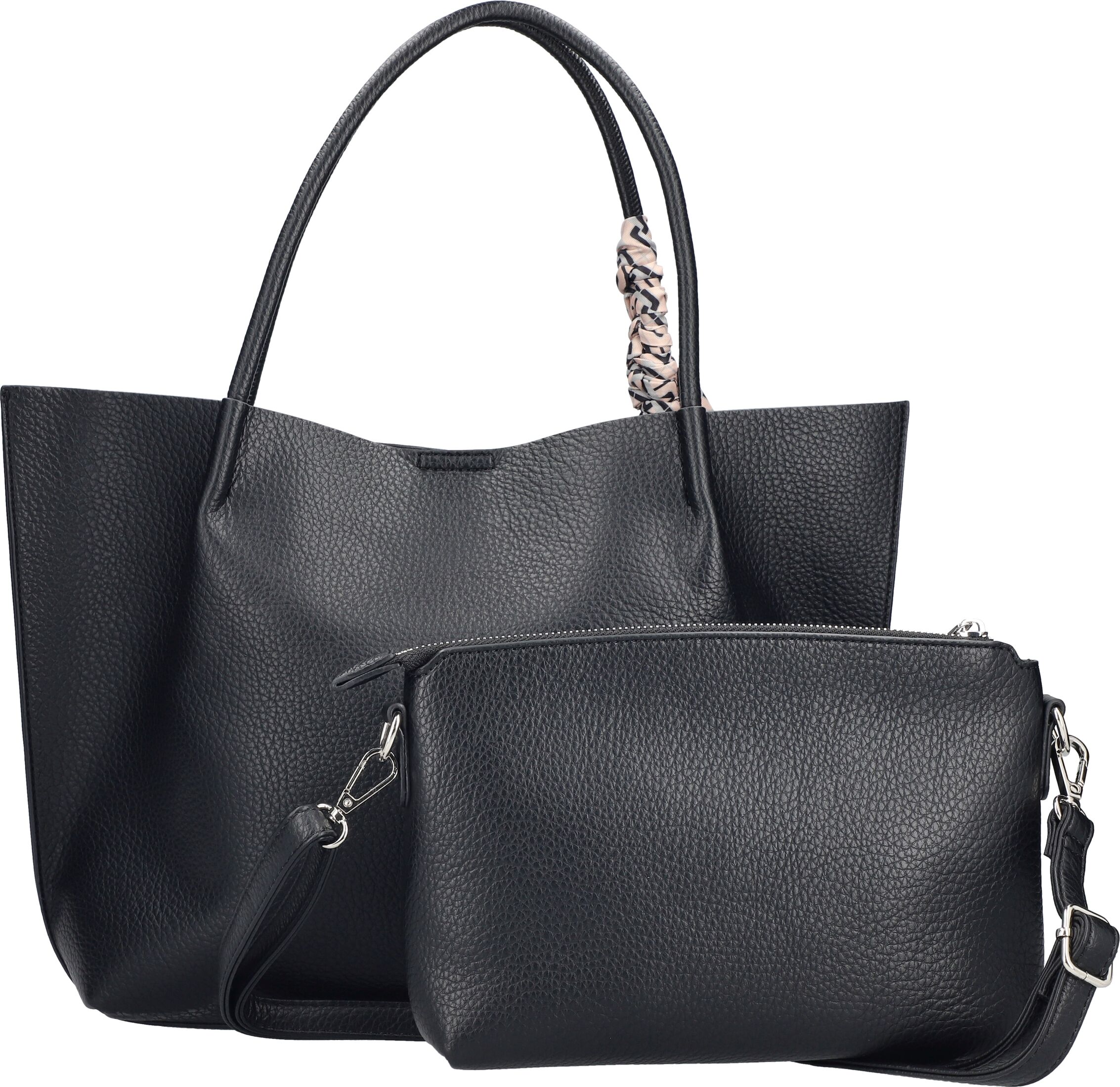Shopper RIEKER, Damen, Gr. B/H/T: 30cm x 28cm x 8cm, schwarz, Lederimitat, Taschen Shopper, Set 2tlg.: Shopper und Innentasche mit abnehmbarem Schultergurt