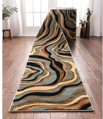 Well Woven Custom Size Runner Barclay Nirvana Waves Modern Hallway Stair Rug