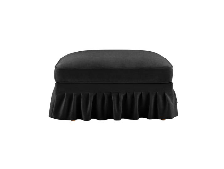 Pouf Windsor En Tissu Chenille Avec Fils Argentés - Noir