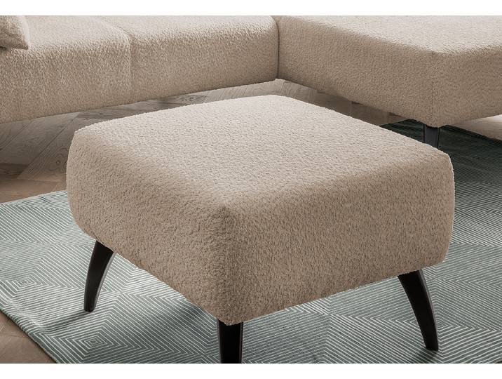 Pouf rembourré 66 x 44 x 66cm Beige Tissu Bouclé Zofie: Beige sable