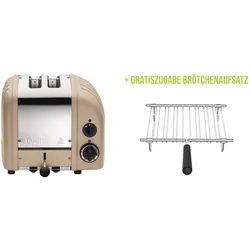 Classic Toaster Premium 2-Schlitz inkl. Gratis Brötchenaufsatz Sandbeige