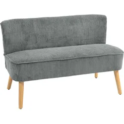2-SITZER-SOFA, Gepolsterte Couch mit Kordoptik, Holzbeine für Wohnzimmer, Grau