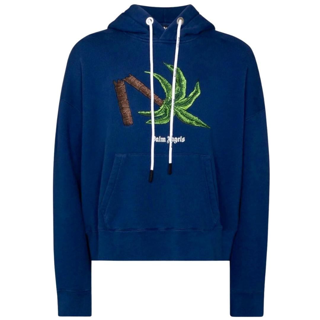 Palm Angels Gebrochene Palme Blauer Hoodie