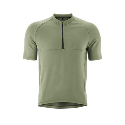 Radtrikot GONSO "Adventure Jersey Nature M", Herren, Gr. M, grün (schilfgrün), 90% Viskose, 5% Elasthan, 5% Polyamid (recycelt), Rundhals, Trikots, Herren Fahrradtrikot kurzarm, bequemes Half-Zip Trikot, Slim Fit