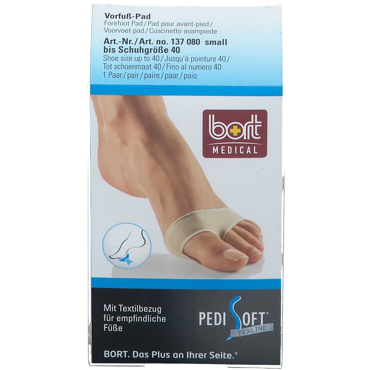 Bort PediSoft TexLine Vorfuß Pad small 2 St Bandage(s)