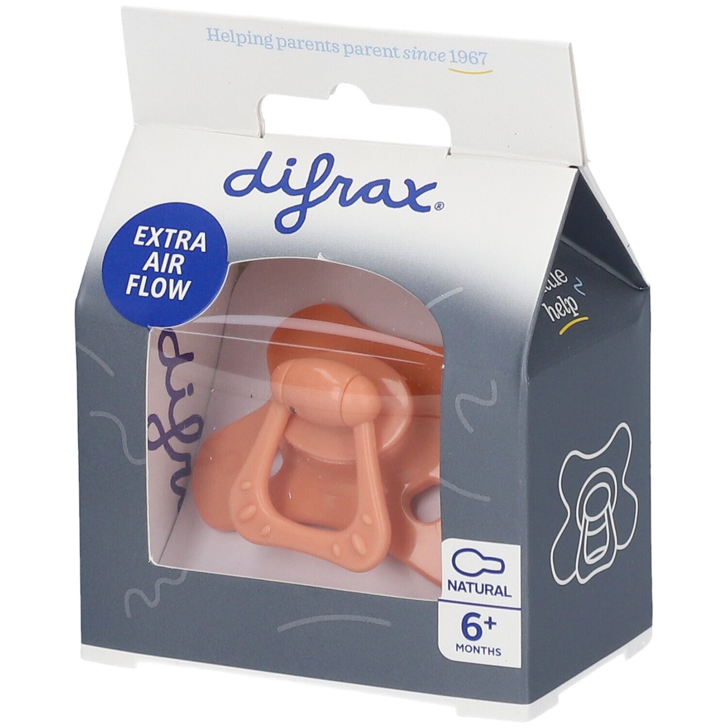 Difrax Fopspeen Natural Peachy 6 Maanden+ 1 St Sauger