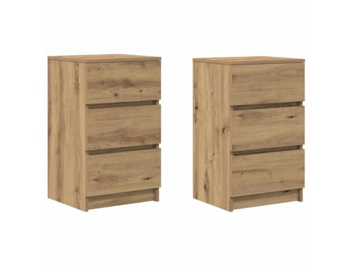 LKJephalotrop Nachttisch 2er Set 3 Schubladen Artisan-Eiche 39x35x65 cm Praktisches 2er-Set Beistelltische für das Schlafzimmer, bietet viel Stauraum und pflegeleichte Holzwerkstoff-Oberflächen.