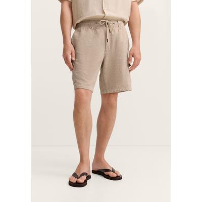 Bermudas BUGATTI, Herren, Gr. 50, Normalgrößen, beige (20, ecru), 52% Leinen, 48% Baumwolle, unifarben, normal, Hosen Bermudas, Leinen-Mix mit Kargo-Taschen