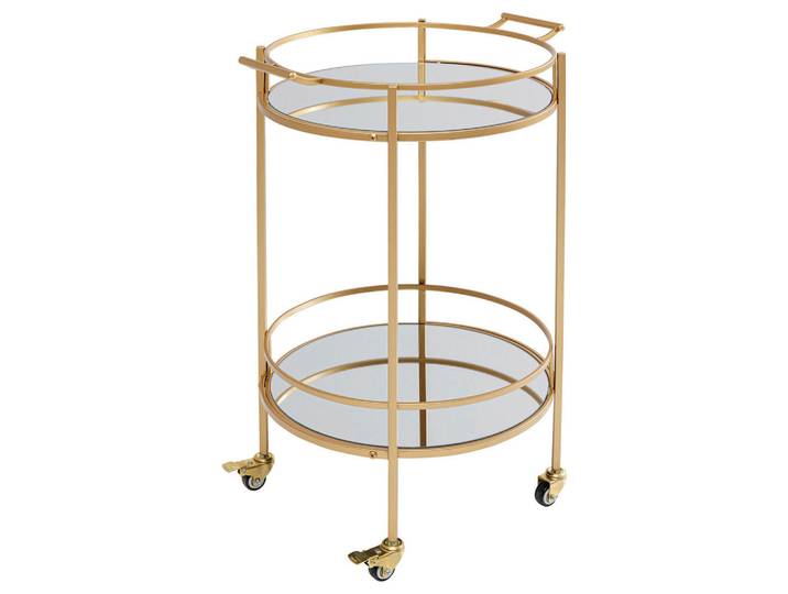 Kare-Design Servierwagen, Messing, Metall, Glas, rund, 47.5x78x57 cm, Stauraum, Esszimmer, Barmöbel, Barwagen