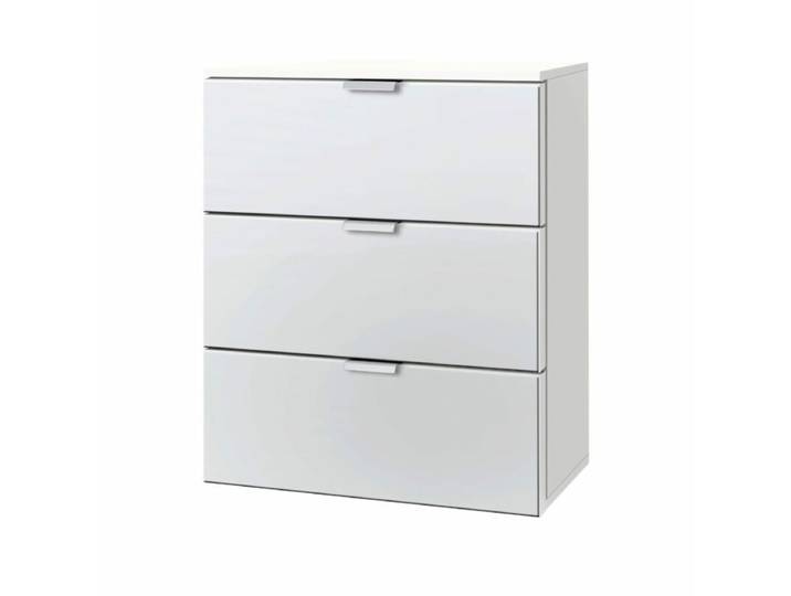Trendstore Edition Nachtkommode inkl. Soft-Close-Funktion - Polarweiß Weißglas satiniert - 50 x 61 x 42 Soft-Close-Funktion