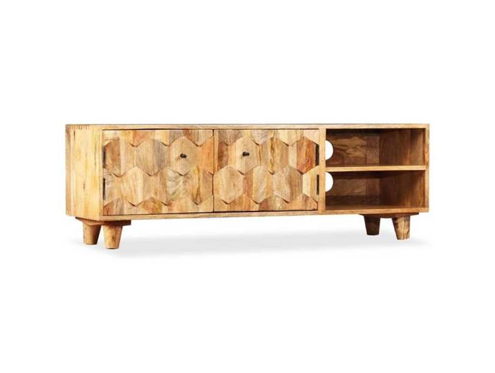 Brun Cabinet TV - Meuble TV pour Télévision - 1 PC - Montage facile - bois massif de manguier 118x35x40cm40896462225