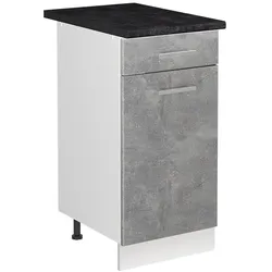 Vicco, Regal, Spülenunterschrank R-Line, Beton/Weiss, 40 cm Arbeitsplatte Anthrazit (60 x 40 x 81.60 cm)