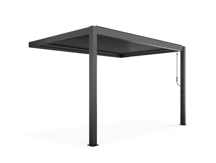 Oviala - Pergola bioclimatique 4x3 m adossée manuelle en aluminium gris anthracite