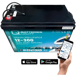 Q-Batteries Lithium Akku 12-300 12,8V 314Ah 4019,2Wh LiFePO4 Batterie mit Blueto...