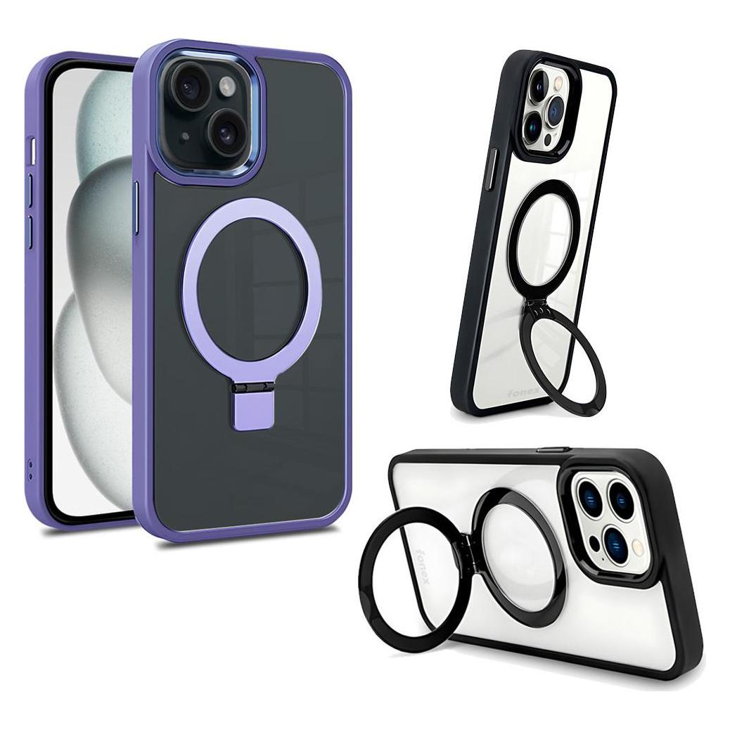 Fongex iPhone 15 Plus - Fonex Kickstand Hülle mit Magnet violett (Apple iPhone 15 Plus) (MAGS1642PU)