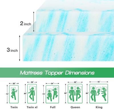 Inspired Finds Cooling Gel Memory Foam Mattress Topper Soft, Breathable Comfort For Restful Sleep 3ln Queen