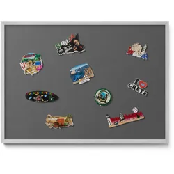 MAGNETTAFEL 70x50 cm Silberner Rahmen Dunkelgrau