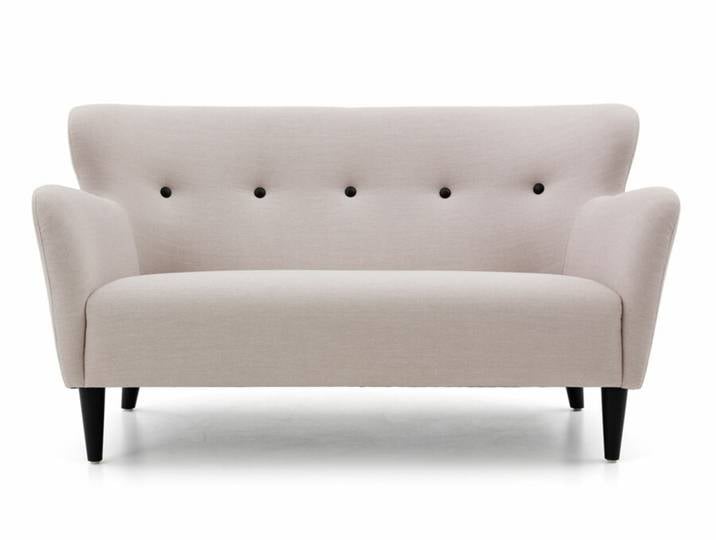 Zweier-Sofa Happy grau hellgrau Knöpfe Leder schwarz 150x81x82 cm