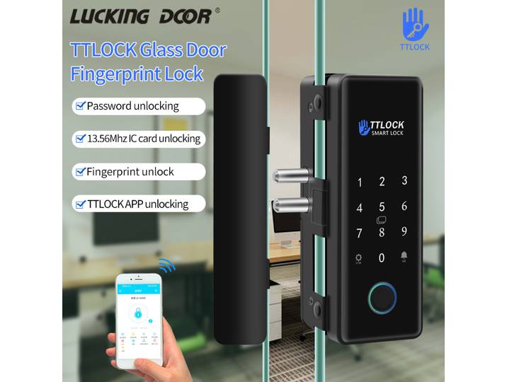 Bluetooth TTLOCK APP déverrouiller contrôle serrure de porte en verre intelligente électronique biométrique empreinte digitale serrure électrique mot de passe 13.56Mhz RFID