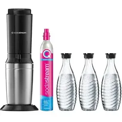 SodaStream  Crystal 3.0 titan Vorteilspack Wassersprudler inkl. 3 Glaskaraffen