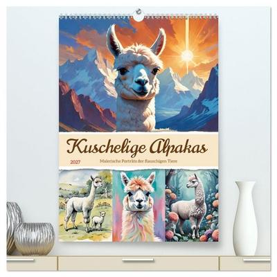 Kuschelige Alpakas (hochwertiger Premium Wandkalender 2027 DIN A2 hoch), Kunstdruck in Hochglanz