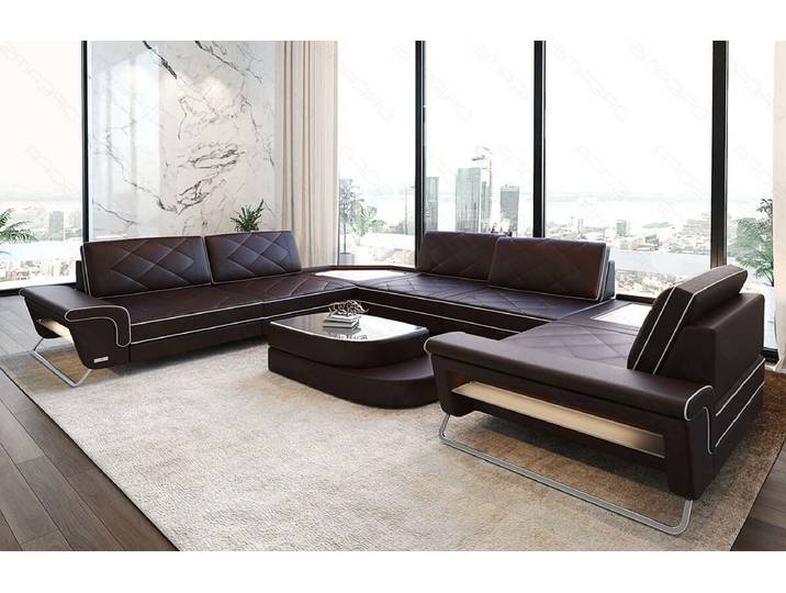 Leder Couch Sepino U-Form