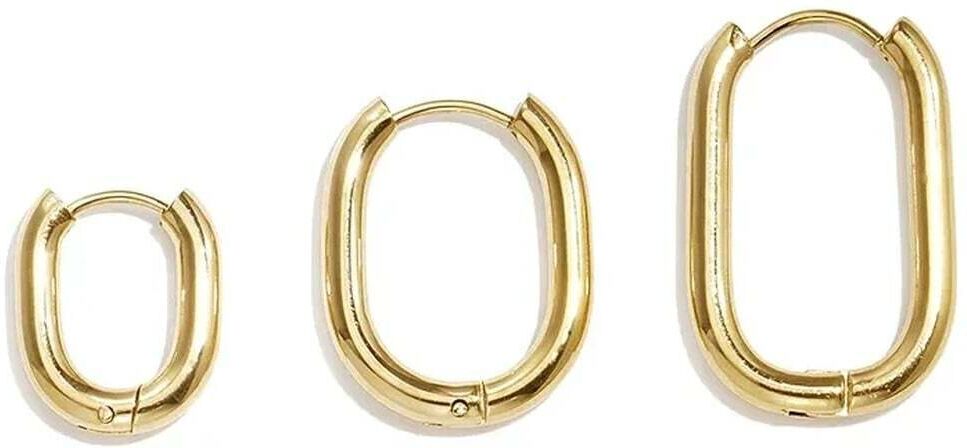 Ohrring-Set ADELIA´S "Ohrringe Ohrring-Set mit 3 ovalen Creolen 13 × 16 bis 17 × 26 mm", goldfarben, Ohrringe, Damen, Einheitsgröße, Edelstahl, Ohrring-Set, Modeschmuck mit drei ovalen Creolen in abgestuften Größen