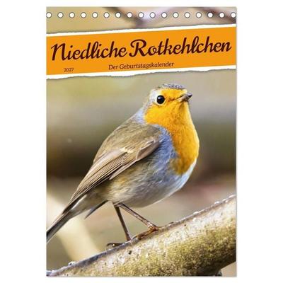 Niedliche Rotkehlchen (Tischkalender 2027 DIN A5 hoch), CALVENDO Monatskalender