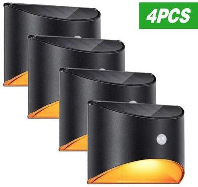 Inspired Finds Solar Motion Sensor LED Step Wall Light For Outdoor Pathways And Gardens warm White 4pcs Light