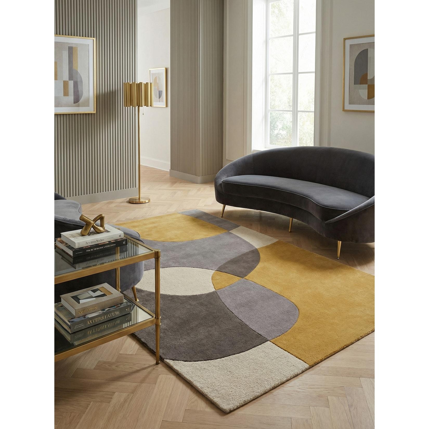 Wollteppich abstrakt Ocker 120 x 170 cm - AIRE Kadima Design