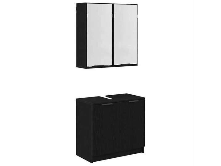 Noir Mobilier de bains - Ensemble de Meubles de Salle de Bain 2 pcs - Chêne noir m2658