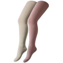 2er Pack camano Soft Originals Baumwolle Strumpfhosen Kinder 4290 - silver rose +offwhite 86/92