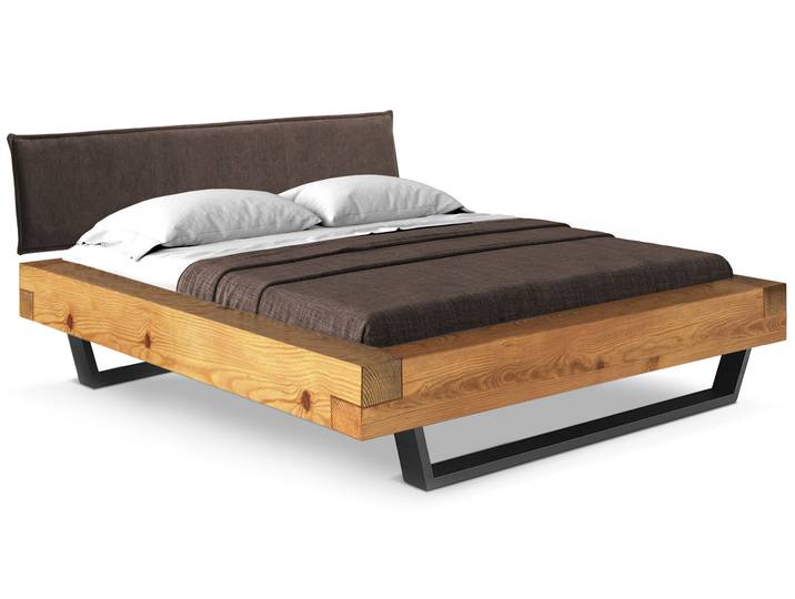 CURBY Balkenbett mit Polsterkopfteil, Kufenfuß, Material