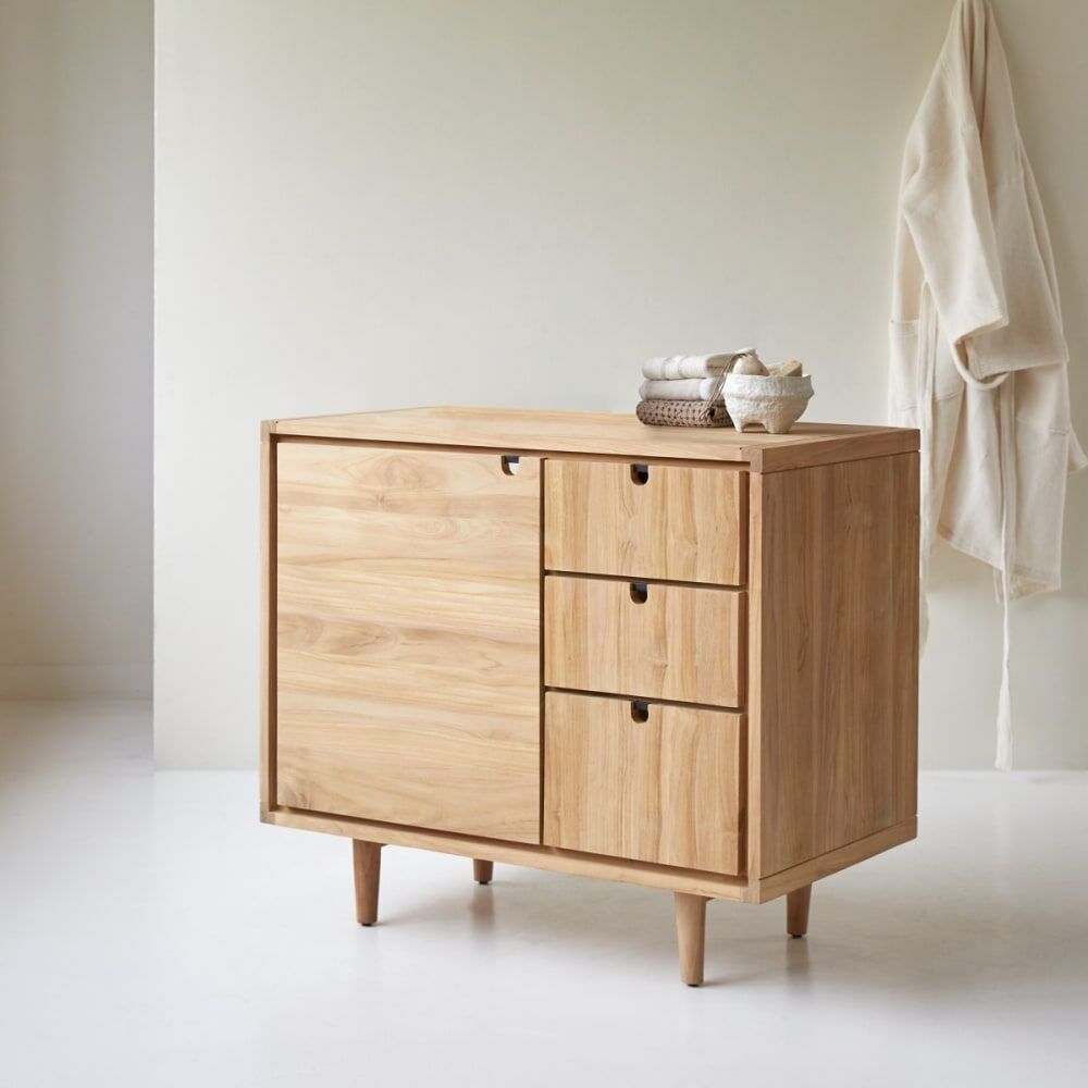 Tikamoon Mueble de almacenaje de teca maciza 95 cm
