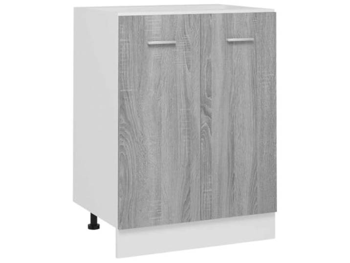 fsahslih Küchen Unterschrank Lyon Grau Sonoma 60x46x81,5 cm Holzwerkstoff Kompakter Spülenunterschrank für die Küche mit 2 Fächern, stabil aus Holzwerkstoff gefertigt für sauberen Stauraum.